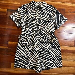 Banana Republic New Zebra Print Short Sleeve Romper